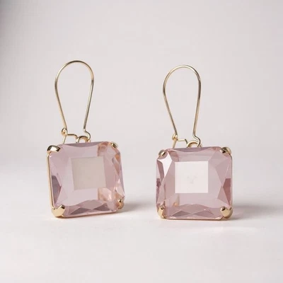 Pendientes Anthropologie Geométricos Transparentes Lucite Circonita C Oro Aro Boho Declaración Y2K  Foto 1 de 4