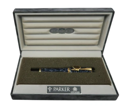 Pluma Estilográfica Parker Duofold Centenario Mármol Azul Oro 18Kt Mediana Pt En Caja * Foto 1 de 4