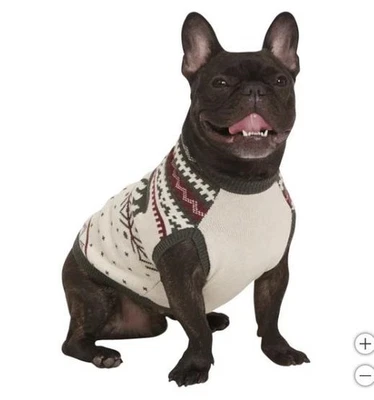 Suéter Lands' End Dog Pet creme multicolorido Fair Isle Natal família - Imagem 1 de 4