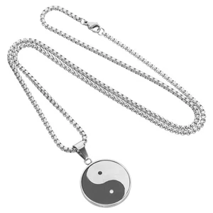 Tai Chi Stainless Steel Necklace Feng Shui Amulet Mens with Pendant - Picture 1 of 18