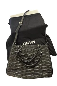 DKNY DONNA KARAN Leather Handbag - Quilted Women's Tote Bag - Picture 1 of 8