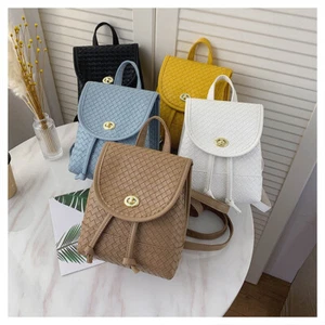 Womens Small PU Leather School Braided Backpack Travel Shoulder Bag Rucksack - Picture 1 of 17