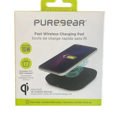 3pk PureGear Almohadilla de Carga Inalámbrica 15W NEGRO CON CABLE + Adaptador de Pared Foto 1 de 3
