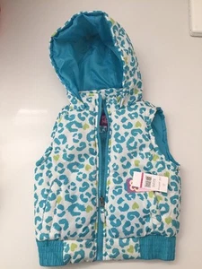 NEW blue teal green Girl Puffer Vest Jacket Outwear snow school hood Coat Sz 6X  - Picture 1 of 4