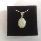 Opal Oval Celtic Trellis Pendant Necklace Sterling Silver Bridal jewellery gift 