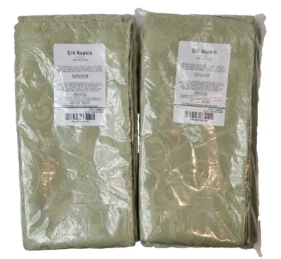 JC Penney Napkins 17x17 Moss Green Scroll Flower Design Sealed 2 Sets 4 New - Image 1 of 4