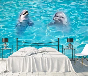 3D Two Dolphins I3049 Wallpaper Mural Self-adhesive Removable Sticker Erin - Picture 1 of 11