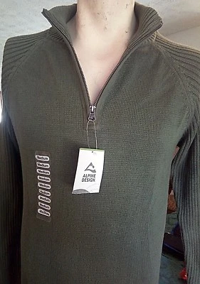 SUÉTER DISEÑO ALPINO Para Hombres M Medio Verde 100% Algodón Pullover Camisa Manga Larga Foto 1 de 3