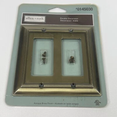 Allen & Roth Doble Palanca Interruptor Placa Luz ANTIGUA LATÓN Placa de Pared 0145030 Foto 1 de 2
