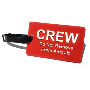 Equipaggio / Non Rimuovere dall'Aereo 2D Morbido PVC Etichetta Bagaglio | Rosso/Bianco - Foto 1 di 3