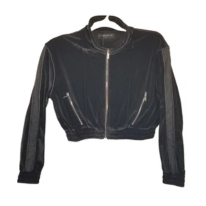 Maniere De Voir Women’s Black Velvet Super Cropped Jacket Long Sleeve Size 16 - Picture 1 of 12