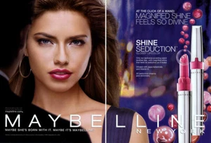 Maybelline Adriana Lima 2007 maquillaje 2 páginas anuncio de revista - Imagen 1 de 1
