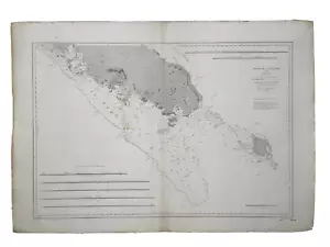 NEW CALEDONIA SOUTH COAST 1861 (1893) VERY LARGE ANTIQUE SEA CHART - Picture 1 of 15