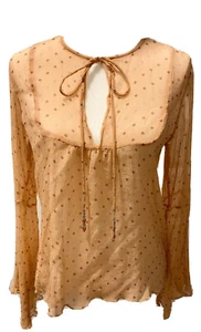 J Jill pfirsich orange transparente Seide Bluse Top mit Mini Glockenärmeln Gr. XS - Bild 1 von 7
