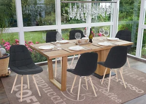 B-Ware Set di 6 sedie da pranzo MCW-A60 II, sedia da cucina, retrò, tessuto grigio scuro - Foto 1 di 6