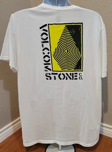 Men 2XLT Volcom T-shirt White Double Sided Print Short Sleeve Beach Logo Casual - Picture 1 of 8