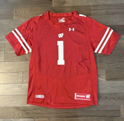 Camiseta de fútbol americano local para jóvenes UW Wisconsin Badgers #1 Under Armour talla YLG Foto 1 de 4