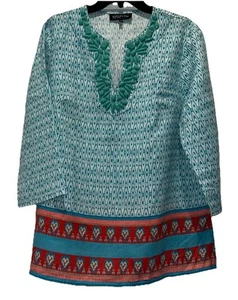 Jones NewYork embroidered tunic, Bead Embellished Linen Large - Picture 1 of 11