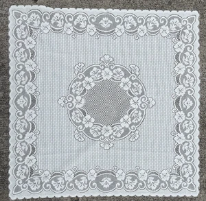 VINTAGE FLORAL LACE TABLECLOTH 36" SQUARE - Picture 1 of 2