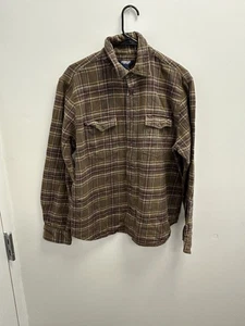 Vintage OshKosh B'gosh Men's Heavyweight Checkered Flannel Shirt Brown, Size M - Picture 1 of 4