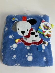 Neu mit Etikett Taggies Etiketten blau und weiß Pfotenabdruck Dalmatiner Welpe Hund Plüsch Baby Decke - Bild 1 von 6