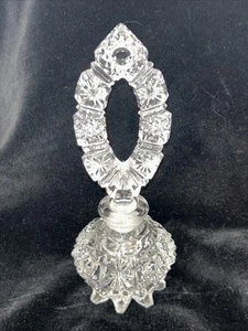 Vintage Art Deco Crystal Glass Perfume Bottle & Ornate Stopper 6.75" - Imagen 1 de 9