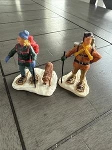 Lemax Snowshoe Hiking Figures With Dog - Picture 1 of 4