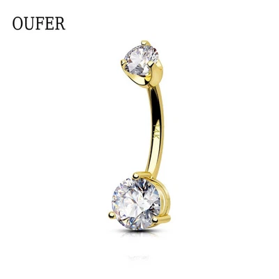 2Ct Round Lab-Created Diamond Belly Navel Ring Piercing 14k Yellow Gold Plated - Image 1 of 4