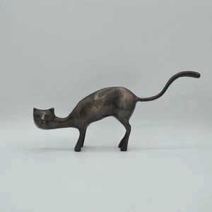 Statua gatto bronzo ottone scultura arte MCM VINTAGE - Foto 1 di 9