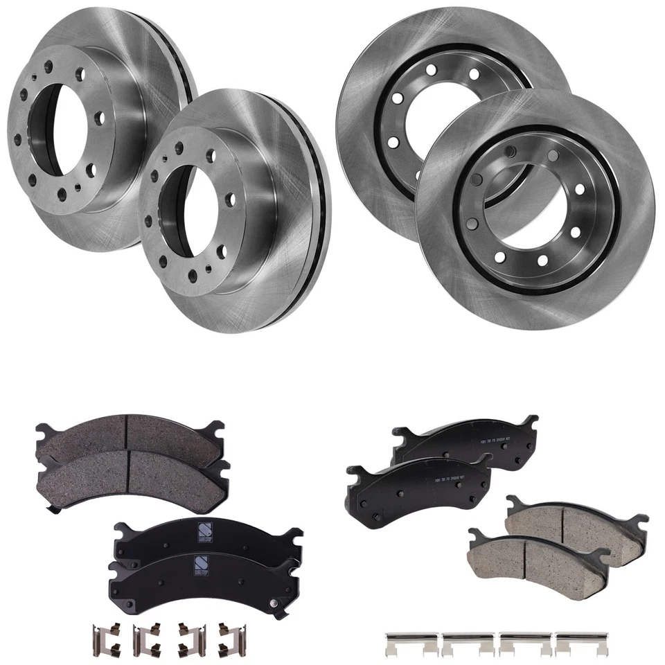Kit de disco de freno y pastillas para Chevrolet Silverado 2500 HD 2001-2010 delantero y trasero Foto 1 de 4