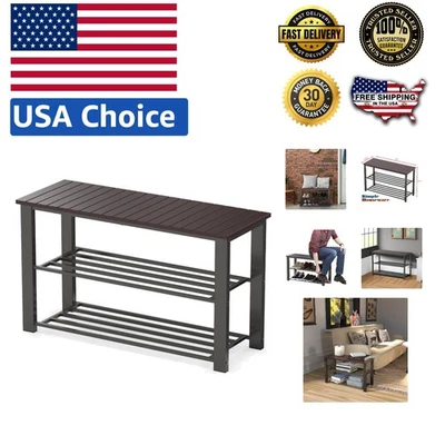 Heavy-Duty Shoe Storage Bench with Stylish Metal Frame – Perfect for Entryways - Изображение 1 из 4