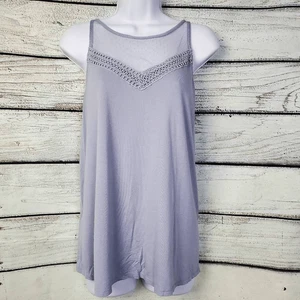 Maurices Lavender Purple Mesh Yoke Lace Trim Sleeveless Tank Top Size XL - Picture 1 of 8