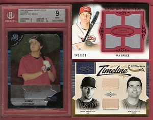 JOEY VOTTO JOSH HAMILTON GU BAT CARD + JAY BRUCE CHROME ROOKIE BGS 9 + 4 JERSEY - Picture 1 of 2