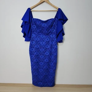 Asos Dress Womens 12 Blue Lace Pencil Sheath - Picture 1 of 12