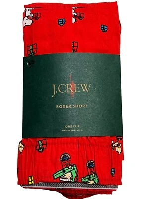 NUEVO CON ETIQUETAS J CREW Ropa Interior Boxer Talla XS-M-XL Rojo Charlie Marrón Navidad Snoopy #J14 Foto 1 de 4