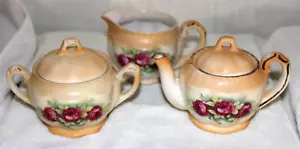 VINTAGE BONE CHINA CZECHO SLOVAKIA 5 PIECE SET CREAMER SUGAR MINI TEAPOT 2 LIDS - Picture 1 of 9