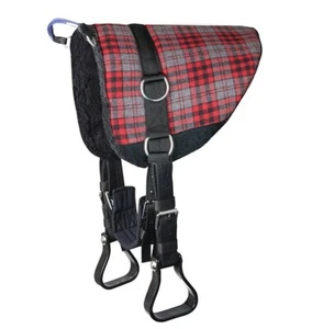 Reitkissen Reitpad Bare-Back-Pad mit Steigbügeln und Gurt, für Shetty kariert - Bild 1 von 1