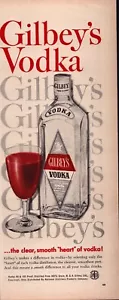 Pubblicità stampa vodka Gilbey's 1958 Il cuore liscio chiaro della vodka - Foto 1 di 1