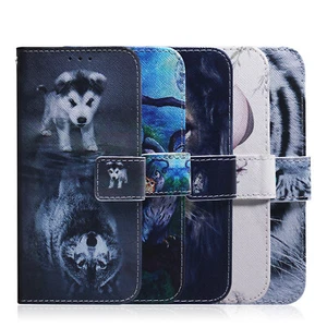 For iPhone 15 14 13 12 11 Pro Max 8 Leather Wallet Stand Painted Flip Phone Case - Picture 1 of 15