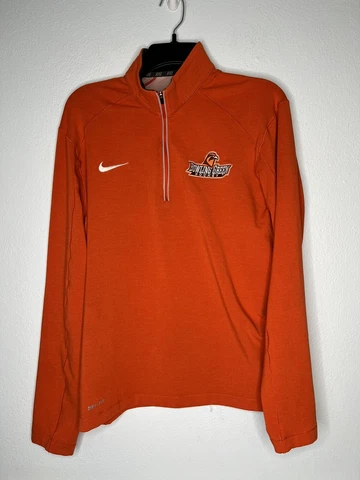 Nike Bowling Green Falcons Pullover Mens Medium 1/4 Zip Hockey Orange Dri Fit Cover