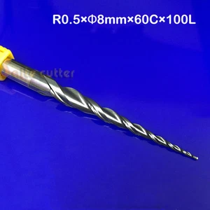 R0,5*D8*60*100L 2 flauta HRC55 bola cónica nariz extremo fresadora de brocas CNC cortadores - Imagen 1 de 1
