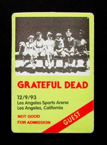 Grateful Dead Backstage Pass Los Angeles CA 12/9/93 12/9/1993 GD Little Rascals - Picture 1 of 2