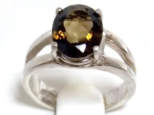 NATURAL Brown Smoky Quartz Size 6 Ring 925 Sterling Silver USA Made Split Shank - Picture 1 of 6
