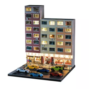 1/64 Diorama Car Garage Model LED Lighting Backdrop Display Scene Building Model