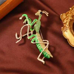 Retro Strass Gottesanbeterin Brosche übertrieben Insektenabzeichen Herren Damen Accessoires - Bild 1 von 9