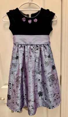 Jona Michelle Girls Black Velvet And Purple Ombré Taffeta Dress Size 6 - Image 1 of 4