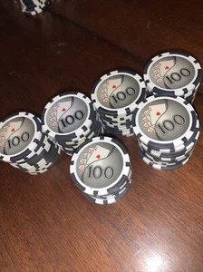 58 ct Black $100 One Hundred Dollars "Yin Yang" Series 11.5 Grams Poker Chips - Picture 1 of 3