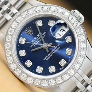 ROLEX LADIES DATEJUST 18K WHITE GOLD 1.13 CT DIAMOND BEZEL STAINLESS STEEL WATCH - Picture 1 of 11