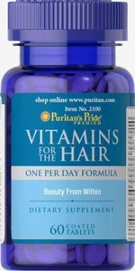 Puritan's Pride Vitamins for The Hair-60 Coated Tablets (Exp: 07/2026) - Picture 1 of 3