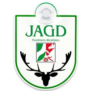 Saugnapfschild Jagd für Auto 90x125mm mit Zeichen der Region Nordrhein-Westfalen - Bild 1 von 7